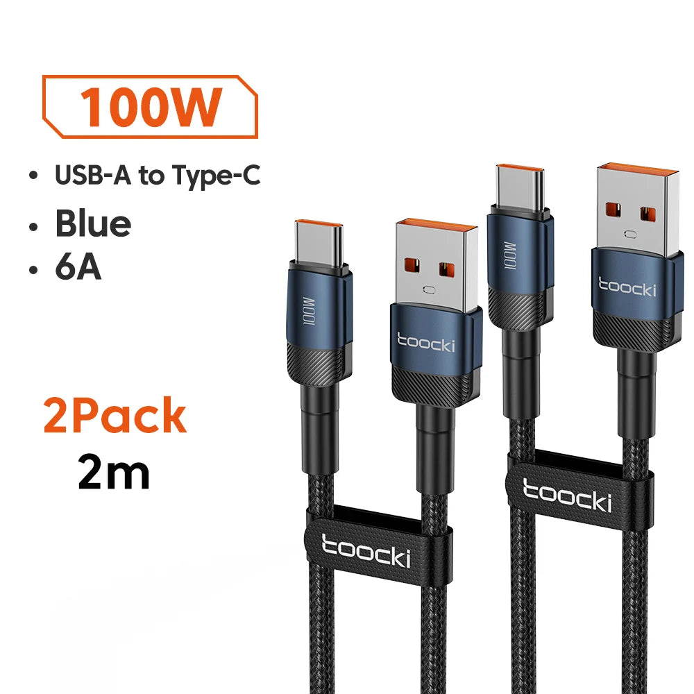 Toocki 6A USB To Type C Cable for Huawei Xiaomi PD 100W Fast Charging Charger USB C Data Cord Quick Charge for Samsung Oneplus