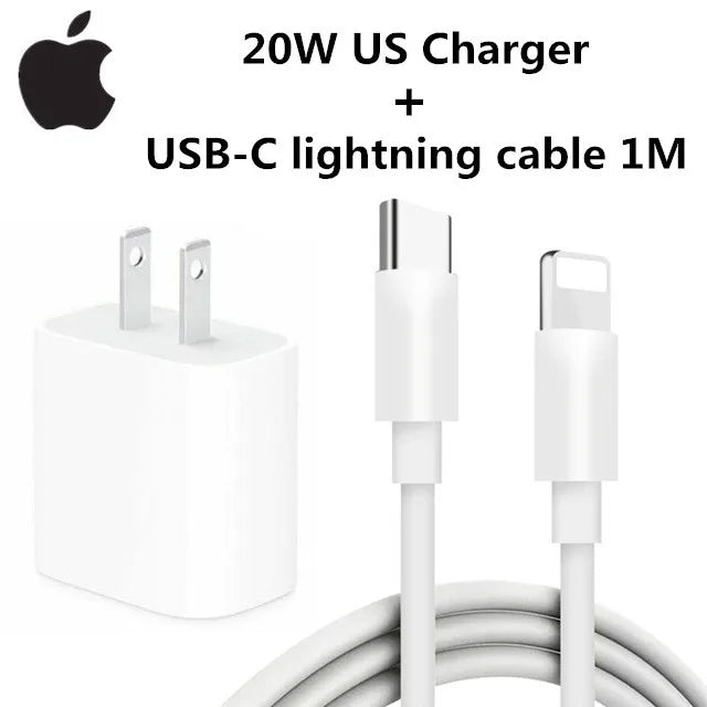2026 Original 20W USB-C Power Adapter For iphone 17 16 15 mini Pro Max Type C fast charger for Apple Cable for iPhone 14 13 Plus