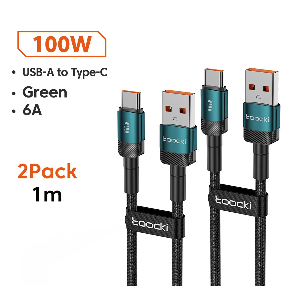 Toocki 6A USB To Type C Cable for Huawei Xiaomi PD 100W Fast Charging Charger USB C Data Cord Quick Charge for Samsung Oneplus