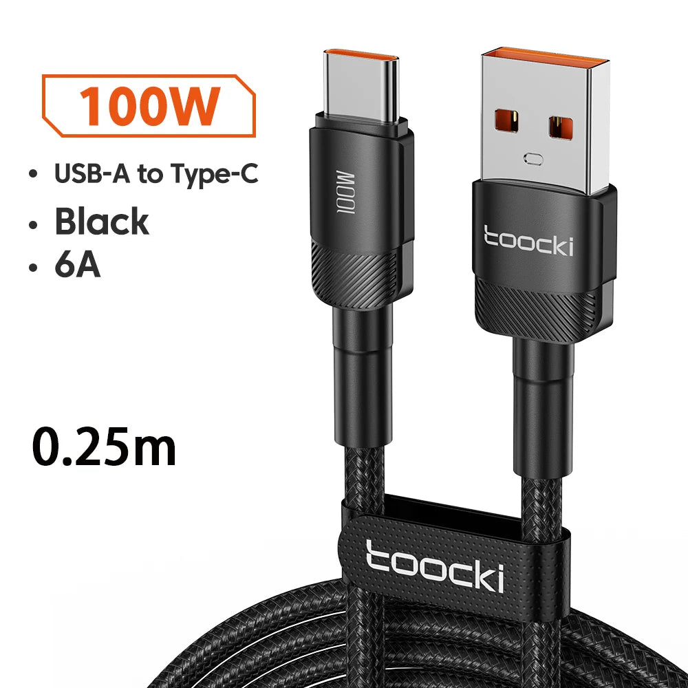 Toocki 6A USB To Type C Cable for Huawei Xiaomi PD 100W Fast Charging Charger USB C Data Cord Quick Charge for Samsung Oneplus