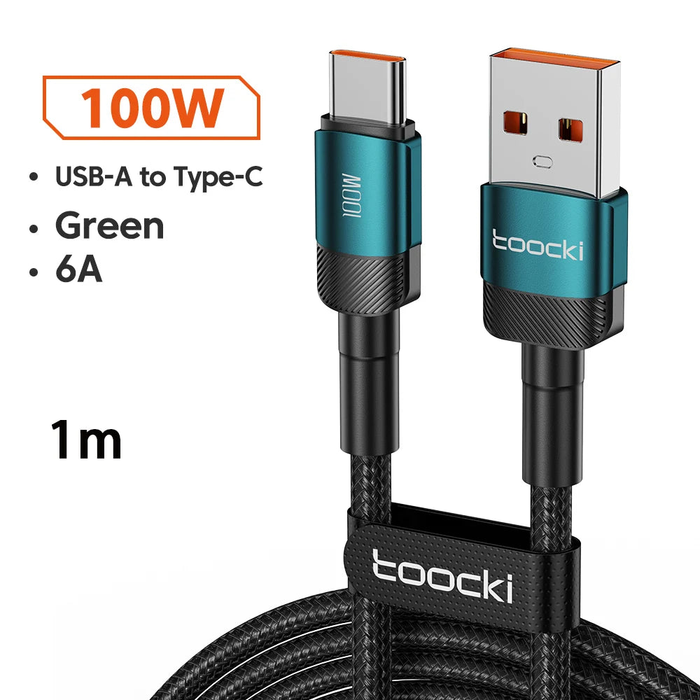 Toocki 6A USB To Type C Cable for Huawei Xiaomi PD 100W Fast Charging Charger USB C Data Cord Quick Charge for Samsung Oneplus