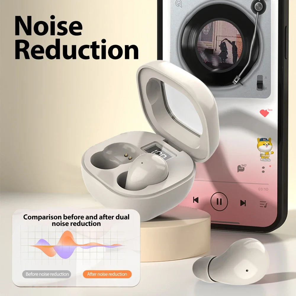 Mini Headphones Invisible Bluetooth 5.3 Earphones TWS Wireless in-ear Headsets HIFI Stereo Noise Reduction Earbuds For iPhone