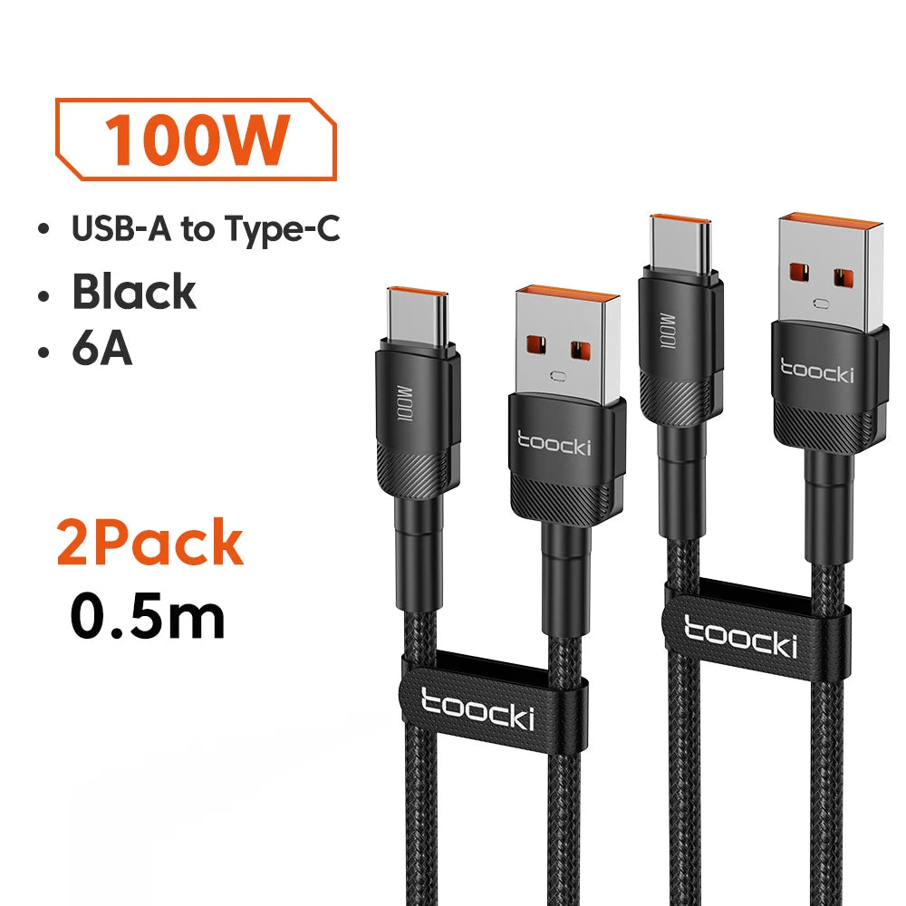 Toocki 6A USB To Type C Cable for Huawei Xiaomi PD 100W Fast Charging Charger USB C Data Cord Quick Charge for Samsung Oneplus