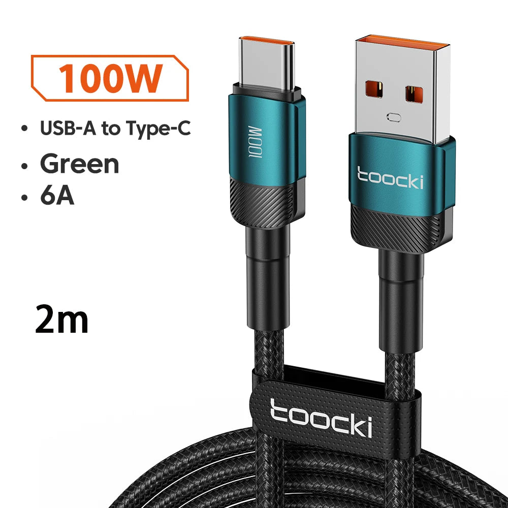 Toocki 6A USB To Type C Cable for Huawei Xiaomi PD 100W Fast Charging Charger USB C Data Cord Quick Charge for Samsung Oneplus