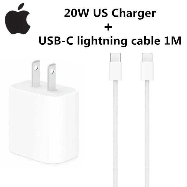 2026 Original 20W USB-C Power Adapter For iphone 17 16 15 mini Pro Max Type C fast charger for Apple Cable for iPhone 14 13 Plus