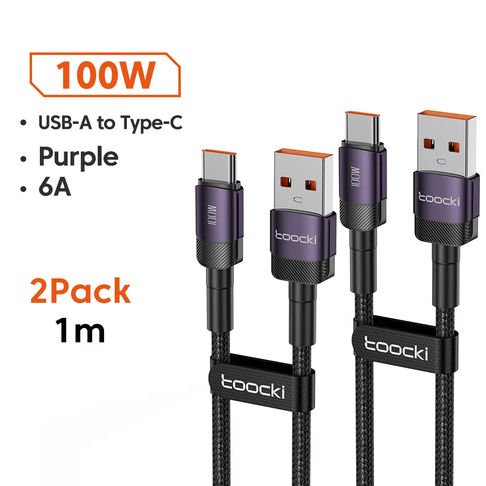 Toocki 6A USB To Type C Cable for Huawei Xiaomi PD 100W Fast Charging Charger USB C Data Cord Quick Charge for Samsung Oneplus