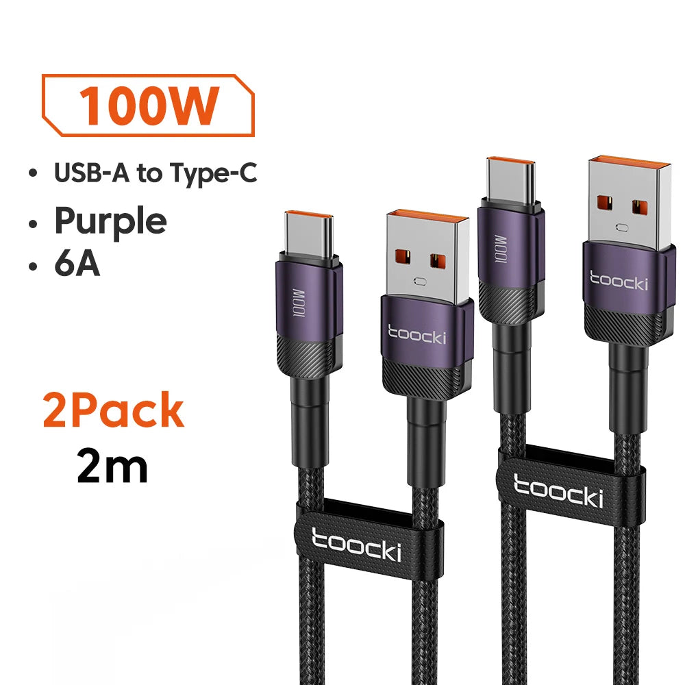 Toocki 6A USB To Type C Cable for Huawei Xiaomi PD 100W Fast Charging Charger USB C Data Cord Quick Charge for Samsung Oneplus