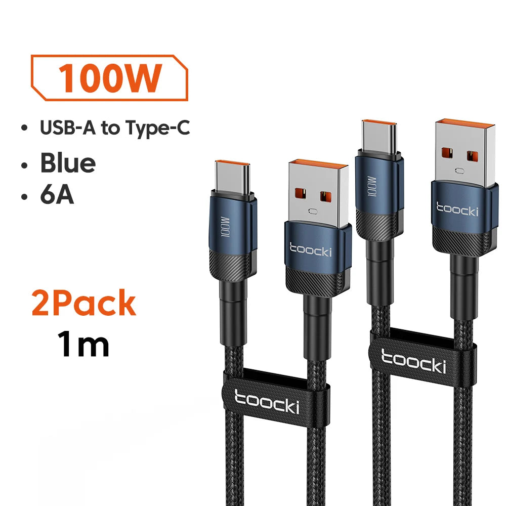 Toocki 6A USB To Type C Cable for Huawei Xiaomi PD 100W Fast Charging Charger USB C Data Cord Quick Charge for Samsung Oneplus