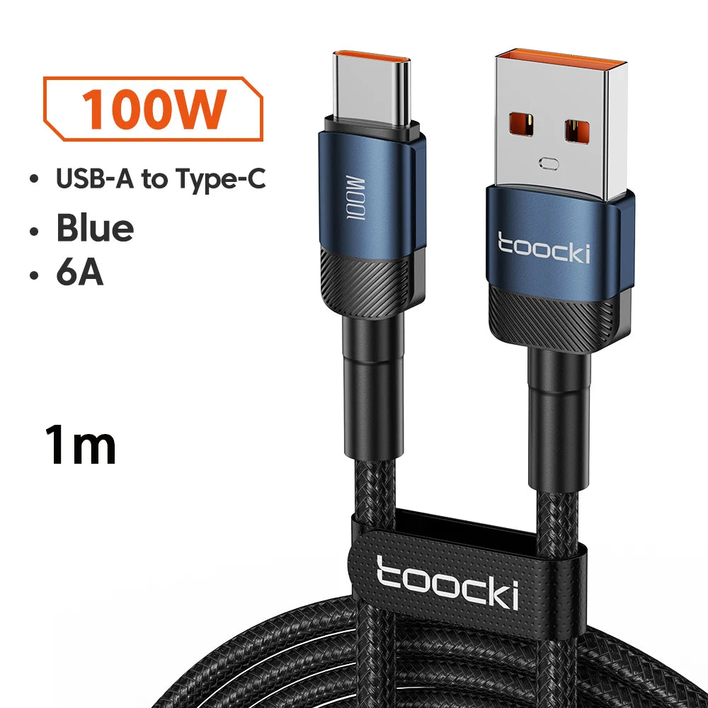 Toocki 6A USB To Type C Cable for Huawei Xiaomi PD 100W Fast Charging Charger USB C Data Cord Quick Charge for Samsung Oneplus
