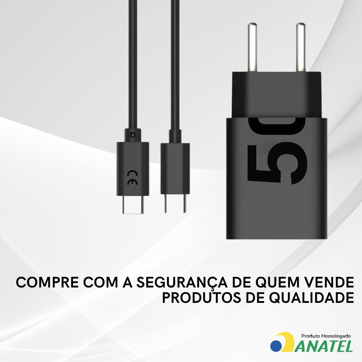 Carregador Turbo 50W Power Delivery + Cabo Tipo C