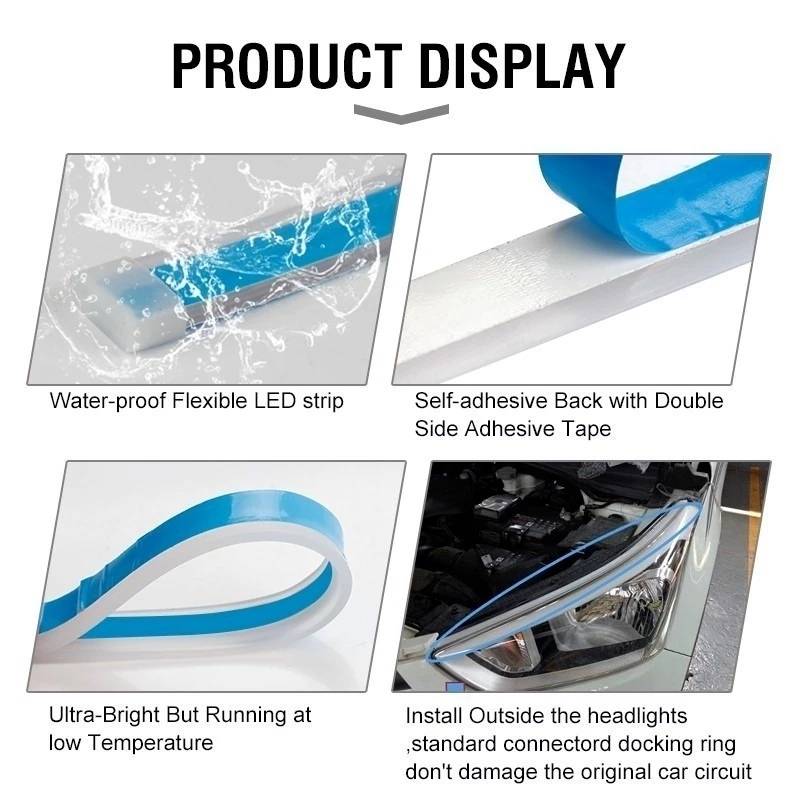 Luz de Sinalização para Carro, Faixa de LED, Acessórios para Carros, Decoração Automotiva