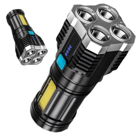 Lanterna Alta Potência 4led +Usb Recarregável