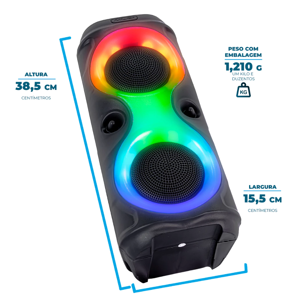 Caixa de som Bluetooth Portátil Com Led RGB Portátil FM USB TWS 30W